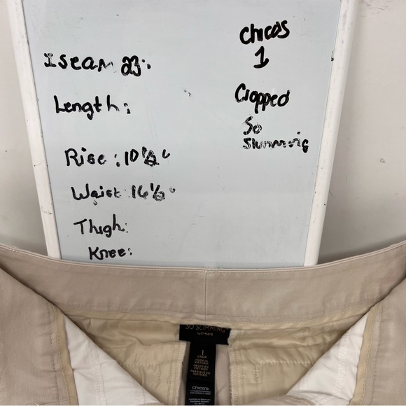 Chicos So Slimming Women’s Beige Cropped Pants Size 16 Cotton Spandex Blend - Picture 9 of 15